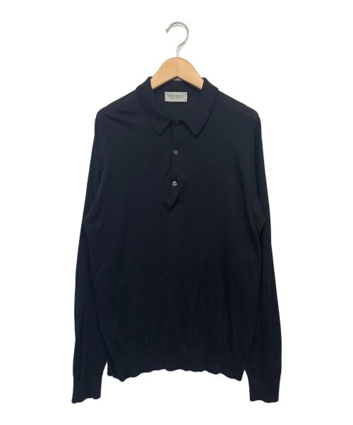 JOHN SMEDLEY（ジョンスメドレー）JOHN SMEDLEY (ジョンスメドレー) 長袖ニットポロシャツ ネイビー サイズ:Mの古着・服飾アイテム