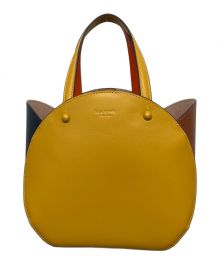 Kate Spade（ケイトスペード）の古着「レザーハンドバッグ」｜イエロー ネイビー ブラウン