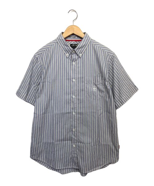 stussy（ステューシー）stussy (ステューシー) 半袖シャツ スカイブルー×グレー サイズ:Lの古着・服飾アイテム