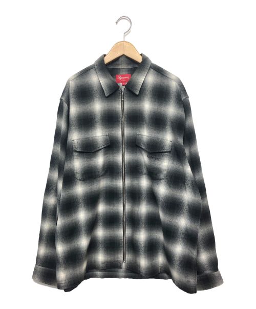 SUPREME（シュプリーム）SUPREME (シュプリーム) SHADOW PLAID FLANNNEL ZIPUP SHIRT ブラック×グレー サイズ:Lの古着・服飾アイテム