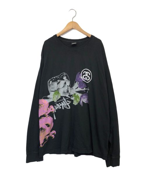 stussy（ステューシー）stussy (ステューシー) 長袖Tシャツ ブラック×パープル サイズ:Lの古着・服飾アイテム