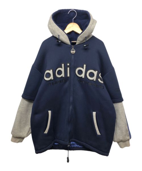 adidas（アディダス）adidas (アディダス) 90'sヴィンテージパーカー ネイビー×グレー サイズ:Mの古着・服飾アイテム