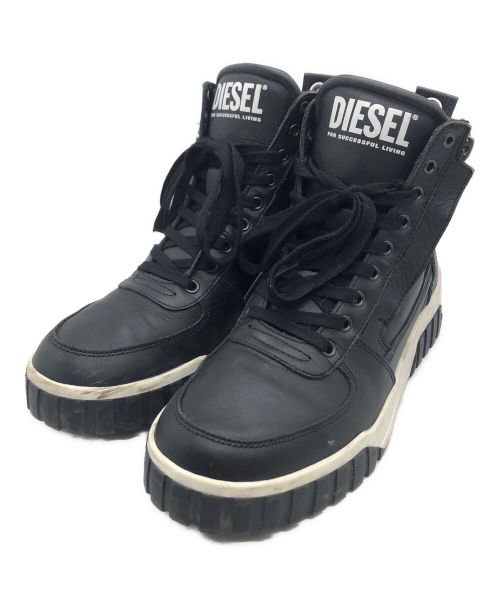 DIESEL（ディーゼル）DIESEL (ディーゼル) ハイカットスニーカー ブラック サイズ:26.5cmの古着・服飾アイテム