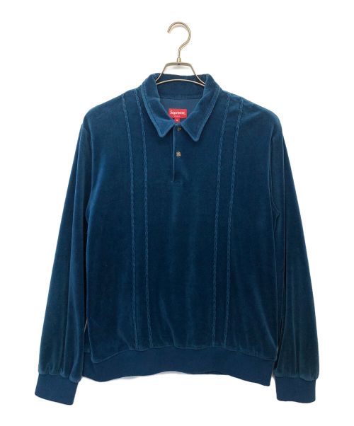 SUPREME（シュプリーム）SUPREME (シュプリーム) VELOUR L/S POLO SHIRT ネイビー サイズ:Mの古着・服飾アイテム