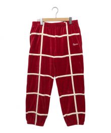 SUPREME（シュプリーム）の古着「GRID TAPING VELOUR PANTS」｜レッド×ホワイト