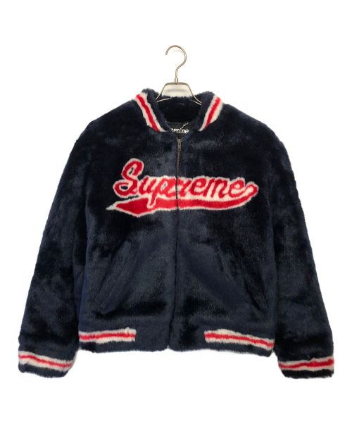 SUPREME（シュプリーム）SUPREME (シュプリーム) Faux Fur Varsity Jacket レッド×ネイビー サイズ:Sの古着・服飾アイテム