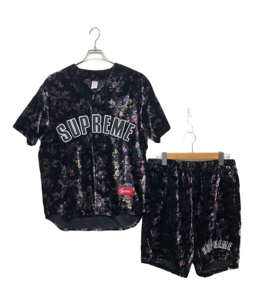 SUPREME（シュプリーム）SUPREME (シュプリーム) FLORAL VELOUR BASEBALL JERSEY SETUP ブラック サイズ:Sの古着・服飾アイテム