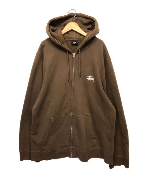 stussy（ステューシー）stussy (ステューシー) ジップパーカー ブラウン サイズ:XLの古着・服飾アイテム