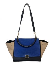 CELINE（セリーヌ）の古着「2WAYバッグ」｜ブルー×ブラック×ベージュ