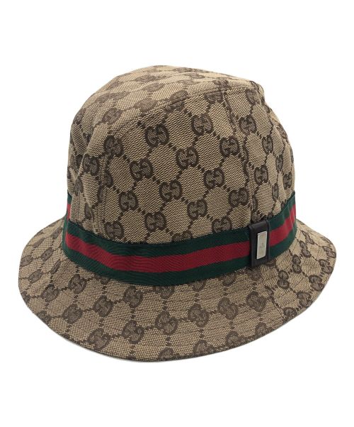 GUCCI（グッチ）GUCCI (グッチ) キャンバスハット ブラウン サイズ:Mの古着・服飾アイテム