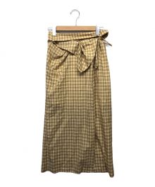 Mame Kurogouchi（マメクロゴウチ）の古着「Summer Wool PlaidFrontSlitSkirtスリットスカート」｜ベージュ