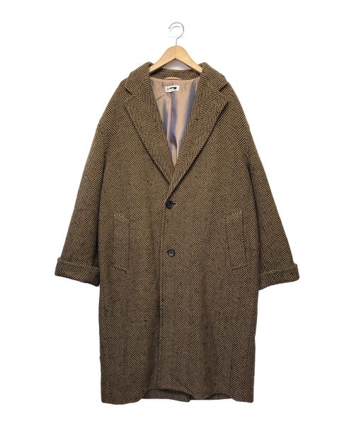 H BEAUTY&YOUTH（エイチ ビューティー&ユース）H BEAUTY&YOUTH (エイチ ビューティー&ユース) TWEED BIG COAT ブラウン サイズ:Lの古着・服飾アイテム