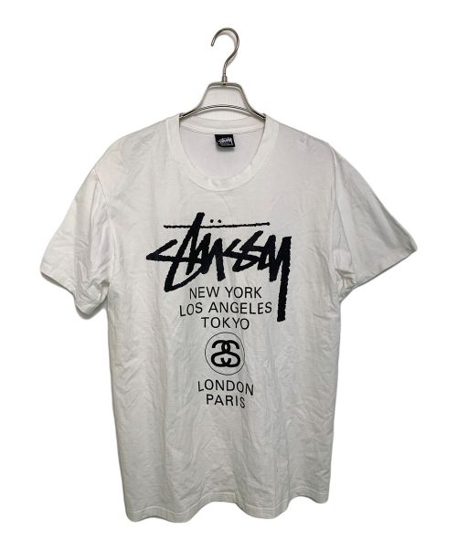 stussy（ステューシー）stussy (ステューシー) カットソー ホワイト×ブラック サイズ:Lの古着・服飾アイテム