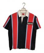 SUPREMEシュプリーム）の古着「Supreme stripe rugby shirt」｜ブラック×レッド