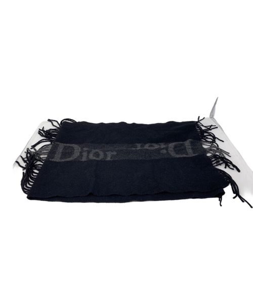 Christian Dior（クリスチャン ディオール）Christian Dior (クリスチャン ディオール) カシミヤ混マフラー ブラックの古着・服飾アイテム