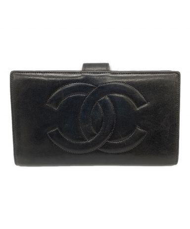 中古・古着通販】CHANEL (シャネル) がま口長財布 ブラック｜ブランド 