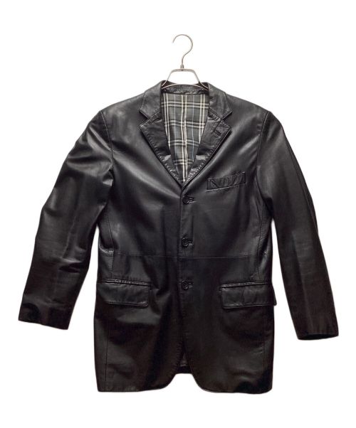 BURBERRY BLACK LABEL（バーバリーブラックレーベル）BURBERRY BLACK LABEL (バーバリーブラックレーベル) レザージャケット ブラック サイズ:Mの古着・服飾アイテム