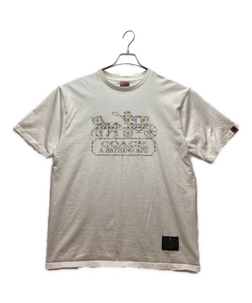 COACH（コーチ）COACH (コーチ) BAPE BY A BATHING APE (ベイプバイアベイシングエイプ) プリントTシャツ ホワイト サイズ:XLの古着・服飾アイテム