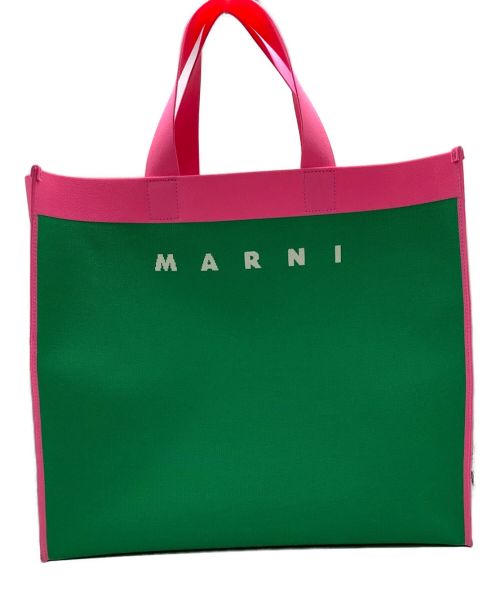 MARNI（マルニ）MARNI (マルニ) ジャガードショッピングバッグ ピンク×グリーンの古着・服飾アイテム