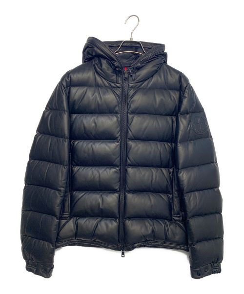 MONCLER（モンクレール）MONCLER (モンクレール) レザーダウンジャケット ブラック サイズ:3の古着・服飾アイテム