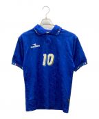 DIADORAディアドラ）の古着「サッカー ゲームシャツ フロッキープリント ロベルト・バッジョ」｜ブルー