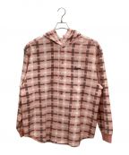 SUPREMEシュプリーム）の古着「Hooded Plaid Knit Shirt」｜ピンク