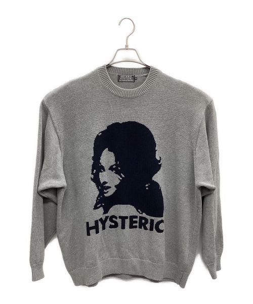 Hysteric Glamour（ヒステリックグラマー）Hysteric Glamour (ヒステリックグラマー) WOMAN HEAD編込セーター グレー サイズ:XLの古着・服飾アイテム