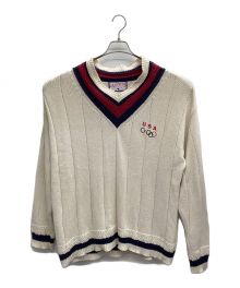 Champion（チャンピオン）の古着「USA 90s オリンピックチーム Vネックニット」｜ホワイト