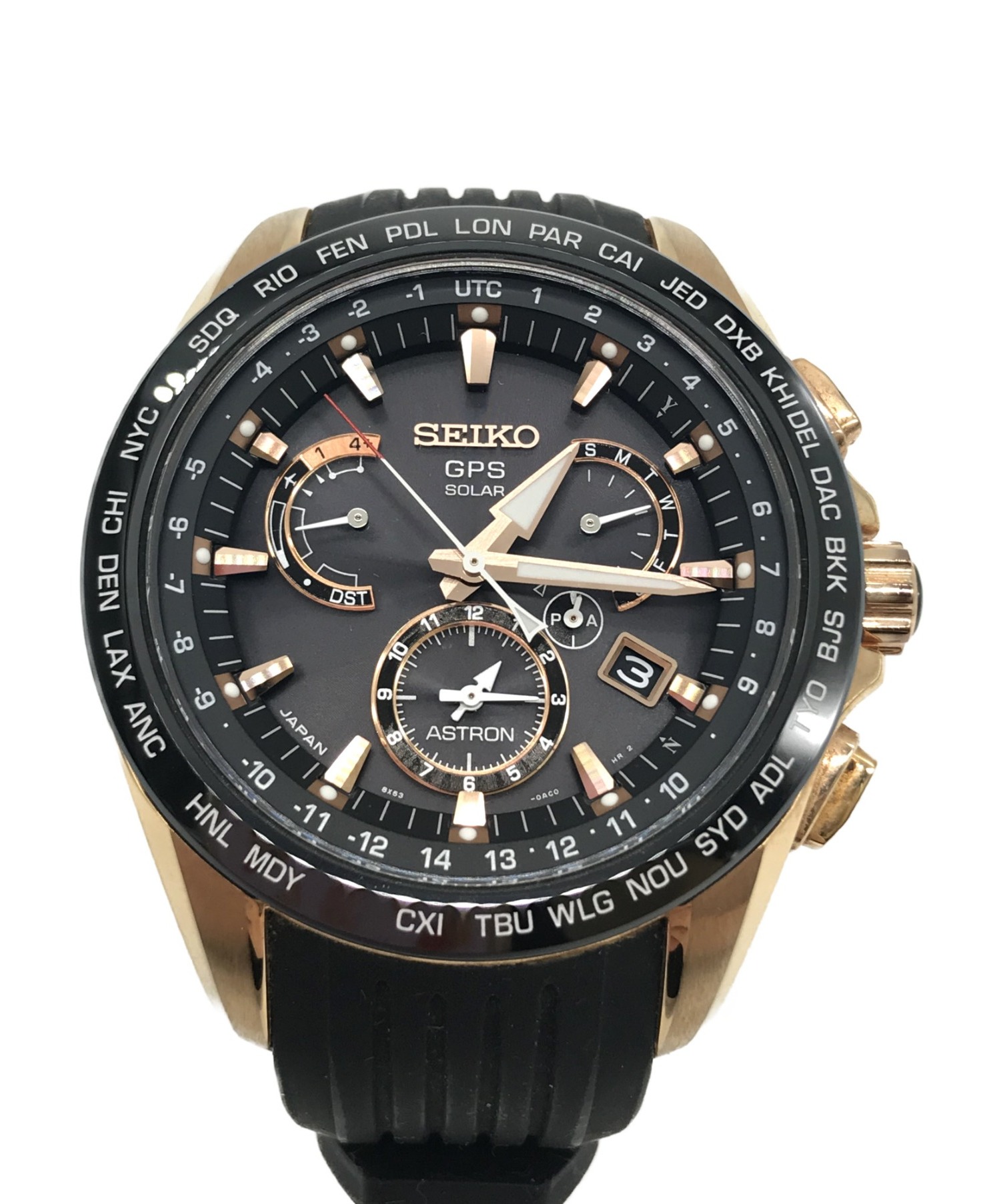 中古 古着通販 Seiko セイコー 腕時計 ブラック アストロン 8x53 0ac0 2 ソーラー充電 防水機能 ステンレススチール ブランド 古着通販 トレファク公式 Trefac Fashion