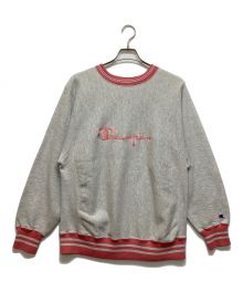 Champion REVERSE WEAVE（チャンピオンリバースウィーブ）の古着「クルーネックスウェット」｜グレー×ピンク