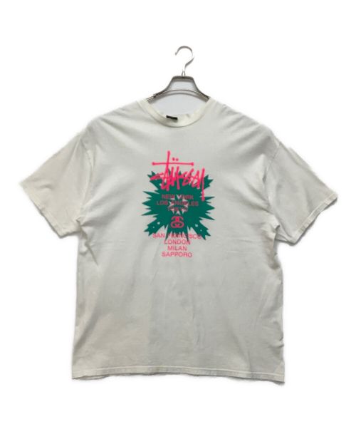 stussy（ステューシー）stussy (ステューシー) 半袖カットソー ホワイト×グリーン サイズ:XLの古着・服飾アイテム