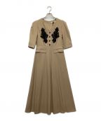 HER LIP TOハーリップトゥ）の古着「Lace Motif Twill Long Dress」｜ベージュ