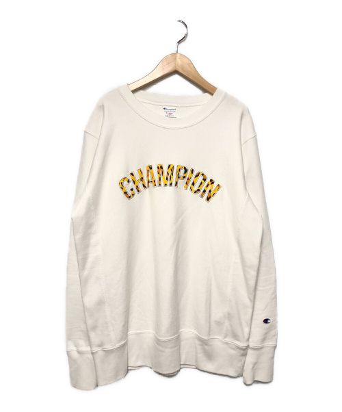 Champion REVERSE WEAVE（チャンピオン リバース ウィーブ）Champion REVERSE WEAVE (チャンピオン リバースウィーブ) ロゴリバースウィーブクルーネックスウェット ホワイト サイズ:XLの古着・服飾アイテム