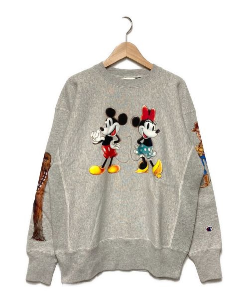 Champion REVERSE WEAVE（チャンピオン リバース ウィーブ）Champion REVERSE WEAVE (チャンピオンリバースウィーブ) BEAMS (ビームス) Disney100 Collection Crewneck Sweat グレー サイズ:Ｓの古着・服飾アイテム