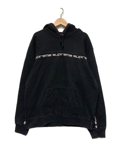 SUPREME（シュプリーム）SUPREME (シュプリーム) 18AW Text Stripe Hooded Sweatshirt ブラック サイズ:Ｍの古着・服飾アイテム