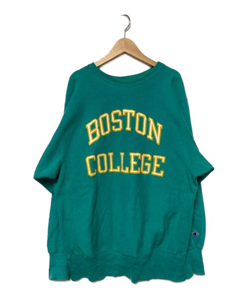 Champion REVERSE WEAVE（チャンピオンリバースウィーブ）Champion REVERSE WEAVE (チャンピオンリバースウィーブ) 90's BOSTON COLLEGEプリントクルーネックスウェット グリーン サイズ:XLの古着・服飾アイテム