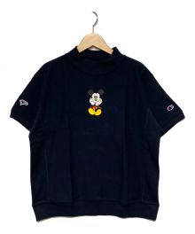 Champion REVERSE WEAVE×BEAMS GOLF×DISNEY（チャンピオン リバース ウィーブ×ビームスゴルフ×ディズニー）の古着「モックネックミッキープリントTシャツ」｜ダークネイビー