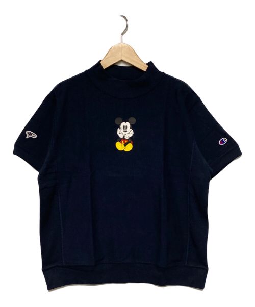 Champion REVERSE WEAVE（チャンピオン リバース ウィーブ）Champion REVERSE WEAVE (チャンピオンリバースウィーブ) BEAMS GOLF (ビームスゴルフ) DISNEY (ディズニー) モックネックミッキープリントTシャツ ダークネイビー サイズ:Sの古着・服飾アイテム