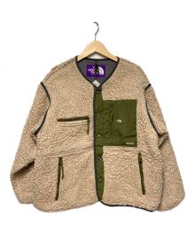 THE NORTHFACE PURPLELABEL（ザ・ノースフェイス パープルレーベル）の古着「Wool Boa Fleece Field Cardigan」｜ベージュ×カーキグリーン