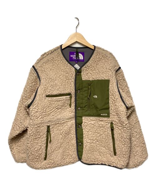 THE NORTHFACE PURPLELABEL（ザ・ノースフェイス パープルレーベル）THE NORTHFACE PURPLELABEL (ザ・ノースフェイス パープルレーベル) Wool Boa Fleece Field Cardigan ベージュ×カーキグリーン サイズ:XSの古着・服飾アイテム