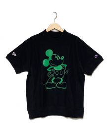 Champion REVERSE WEAVE×BEAMS GOLF×DISNEY（チャンピオン リバース ウィーブ×ビームスゴルフ×ディズニー）の古着「ミッキープリントモックネックTシャツ」｜ブラック