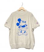 Champion×BEAMS GOLF×DISNEYチャンピオン×ビームスゴルフ×ディズニー）の古着「モックネックミッキープリントTシャツ」｜ライトグレー