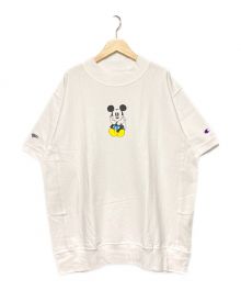 Champion REVERSE WEAVE×BEAMS GOLF×DISNEY（チャンピオン リバース ウィーブ×ビームスゴルフ×ディズニー）の古着「モックネックミッキープリントTシャツ」｜ホワイト