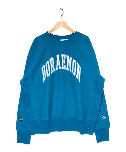 Champion（チャンピオン）Champion (チャンピオン) BEAMS (ビームス) DORAEMON プリントクルーネックスウェット スカイブルー サイズ:Lの古着・服飾アイテム