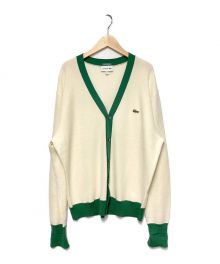 LACOSTE×BEAMS（ラコステ×ビームス）の古着「23SS 別注ウールニットカーディガン」｜ホワイト×グリーン