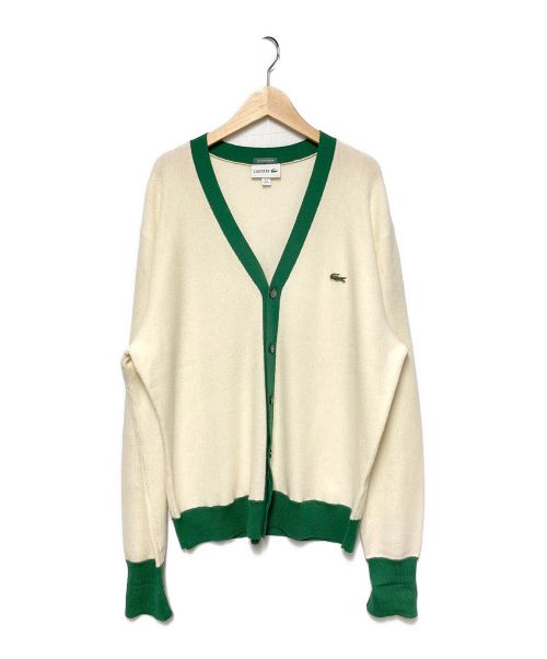 LACOSTE（ラコステ）LACOSTE (ラコステ) BEAMS (ビームス) 23SS 別注ウールニットカーディガン ホワイト×グリーン サイズ:Mの古着・服飾アイテム