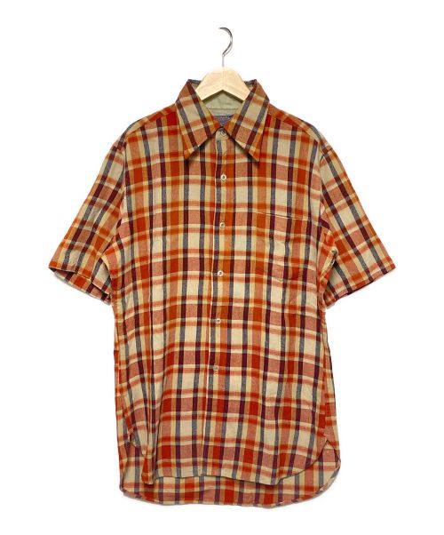 PENDLETON（ペンドルトン）PENDLETON (ペンドルトン) 70’s 半袖チェックシャツ レッド×ブラウン サイズ:Mの古着・服飾アイテム