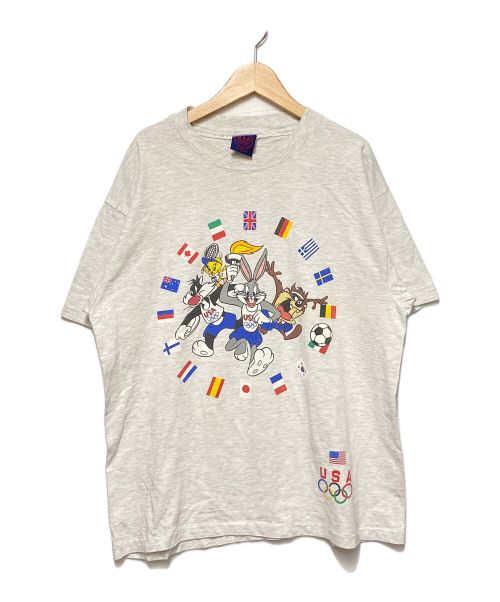 Hanes（ヘインズ）Hanes (ヘインズ) 90's ルーニー・テューンズオリンピックプリントTシャツ グレー サイズ:実寸参照の古着・服飾アイテム