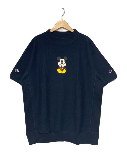 Champion REVERSE WEAVE（チャンピオン リバース ウィーブ）Champion REVERSE WEAVE (チャンピオンリバースウィーブ) BEAMS GOLF (ビームスゴルフ) DISNEY (ディズニー) モックネックミッキープリントTシャツ ネイビー サイズ:XLの古着・服飾アイテム