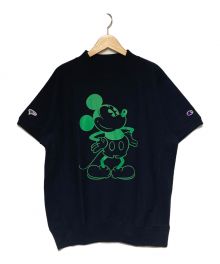 Champion REVERSE WEAVE×BEAMS GOLF×DISNEY（チャンピオン リバース ウィーブ×ビームスゴルフ×ディズニー）の古着「モックネックミッキープリントTシャツ」｜ブラック